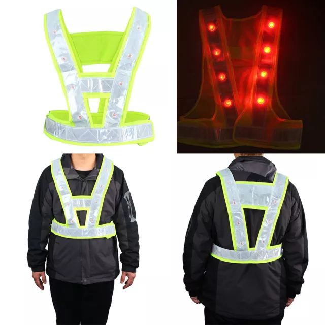 High Vis Safety Battery Power LED Reflective Vest Jacket Flashing Warning Night