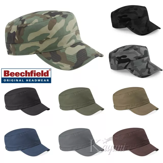 Beechfield ARMY PLAIN & CAMO CAP Men Women Hat Military Cadet Combat Hunting Cap