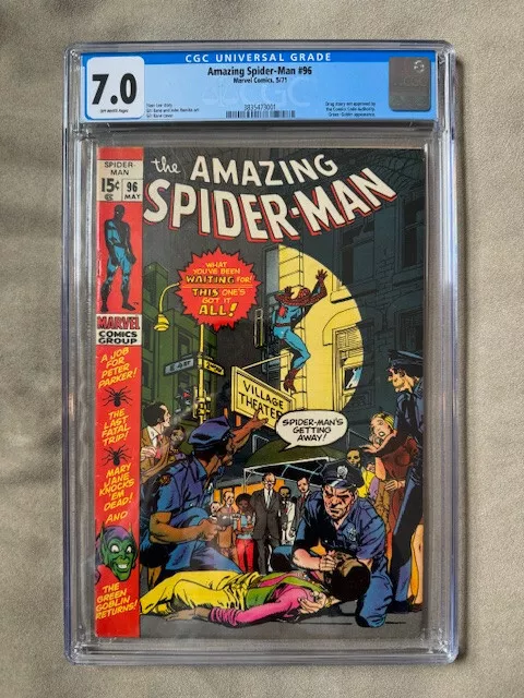 Amazing Spiderman 96 CGC 7 OW Pages Green Goblin! Not Approved by Comics Code!
