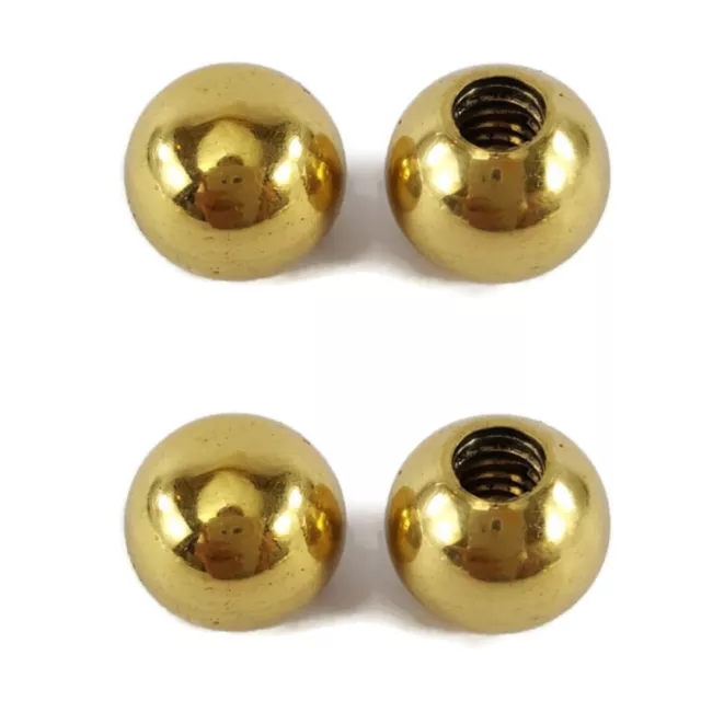 4 small solid Brass BED ball knobs threaded old style 14 mm polished B7 watson