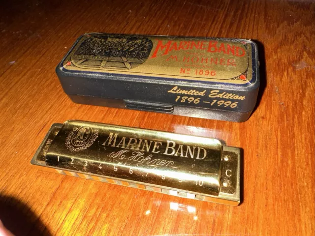 M Hohner 1896-1996 Marine Band Harmonica C Key Germany W Box Pristine Condition