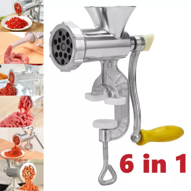 Manual Rotary Meat Grinder Mincer Machine Food Aluminium Alloy Sausage Maker UK