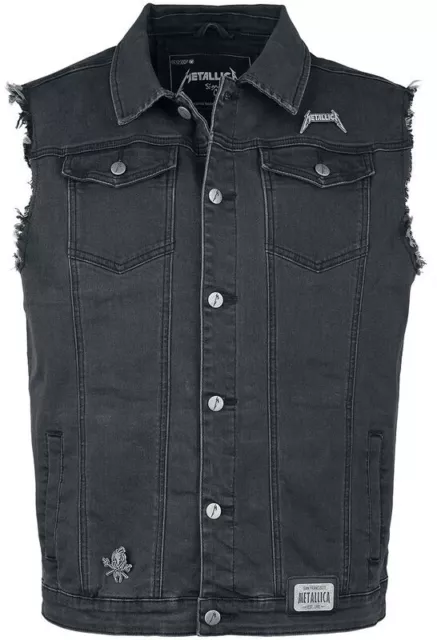 Metallica Vest Jacket Trash Metal Band Sleeveless Denim Men's Black Jean Jacket