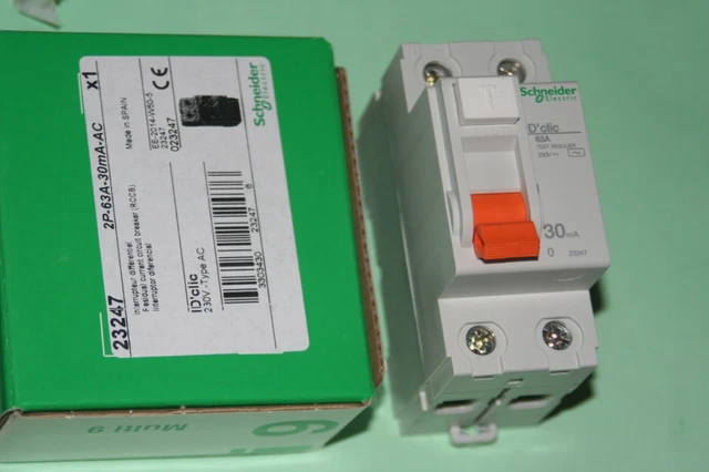 Schneider Electric ID'clic Interrupteur Différentiel 40A Type A 30mA – 2 Modules, Arrivée/Départ Haut, Peigne Optimisé