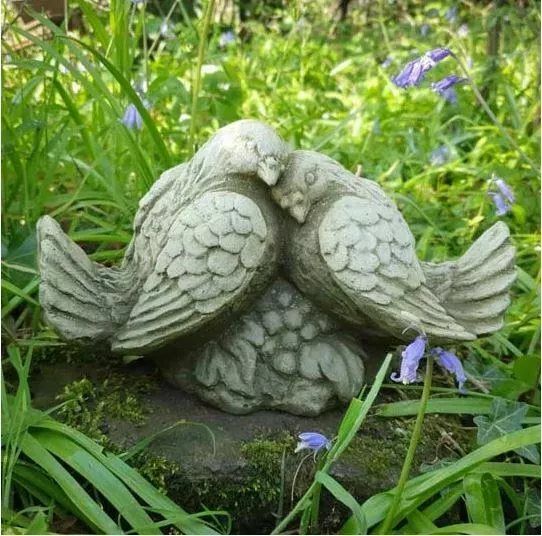 Reconstituted Stone Love Doves Statue | Vintage Finish Concrete Garden Ornament