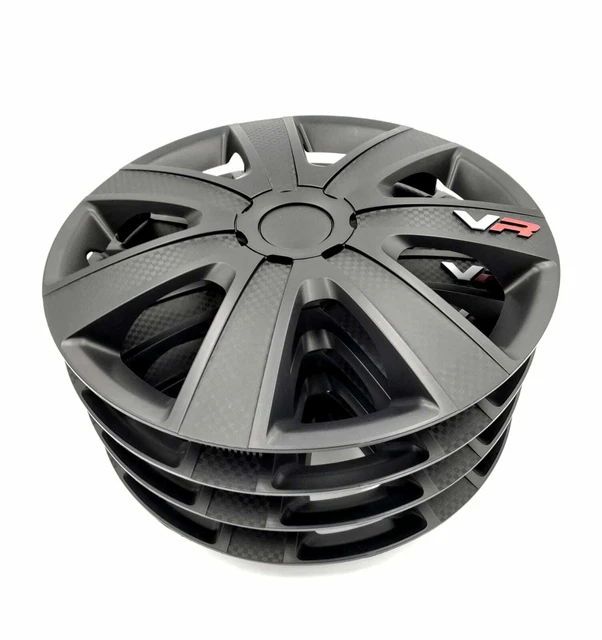 4x Coprimozzo Coprimo Ruota Neri VR 14" per Vauxhall Corsa Astra Agila Meriva