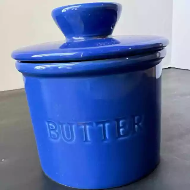 PriorityChef French Butter Crock with Lid butter dish blue