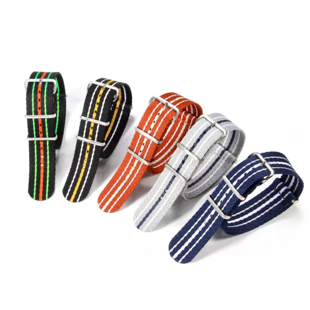 Premium Nylon Canvas Watch Straps Mens One Piece Sport Band 20/22mm Universal