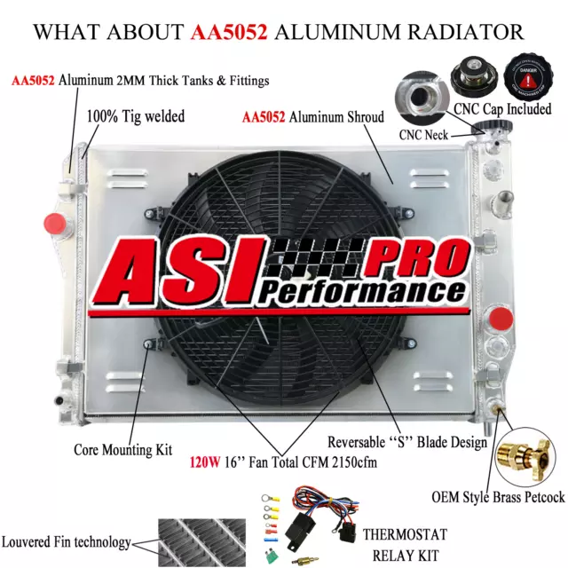 4 Row Radiator+Shroud Fan fit For 1993-2002 Chevy Camaro Pontiac Firebird V8 Gas