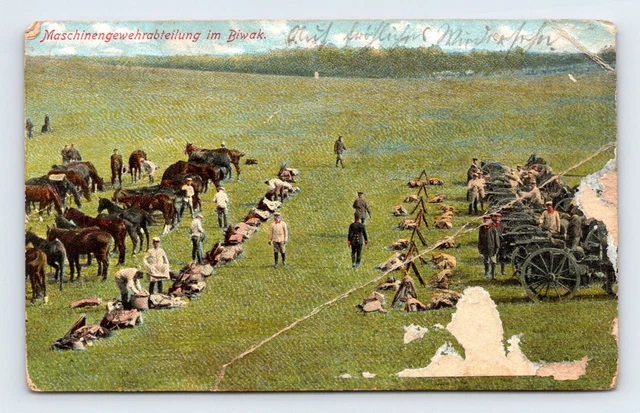 WWI German Army Machine Gunners In Field Military UNP  DB Postcard M2