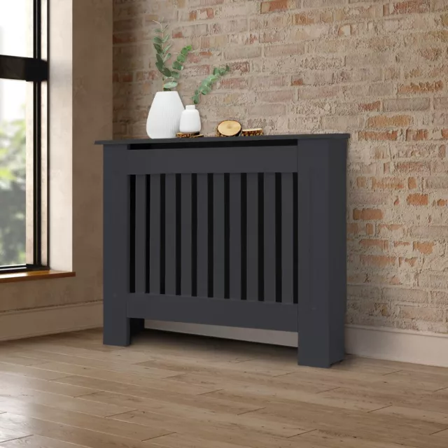 Cache-radiateur style maison de campagne habillage MDF anthracite 78x19x82 cm