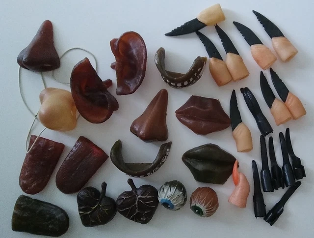 Vintage Rubber Tongue Ear Eye Heart Nose Nails Lips Halloween Costume Props