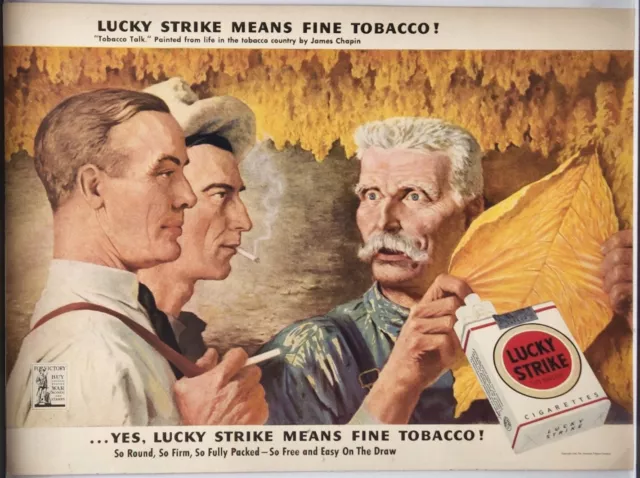 1943 LUCKY STRIKE Cigarettes Means Fine Tobacco Vintage WWII Era Color ...