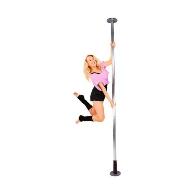 Vistara 2 in 1 Spin or Static Dancing/Exercise/Yoga Pole Chrome w/Carry Bag