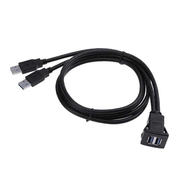 Câble Rallonge Double USB 3.0 (mâle à Femelle) - 1 Mètre - Pour Montage Sur Panneau Voiture