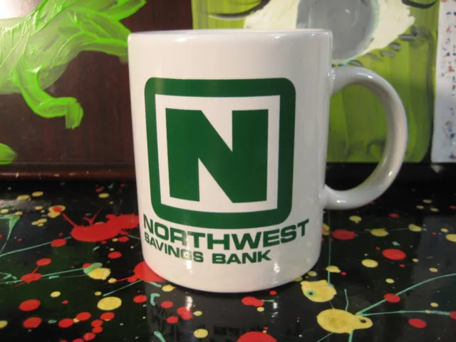 Northwest Savings Bank Pennsylvania promotional green on white coffee mug