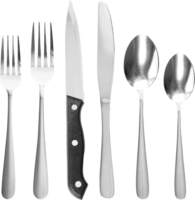 30 Pcs Silverware Set for 5 Stainless Steel Flatware Cutlery Utensil Kitchen US 3