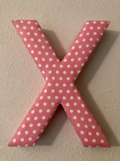 Fabric Covered Wall Letter - Pink Polkadot- Letter X