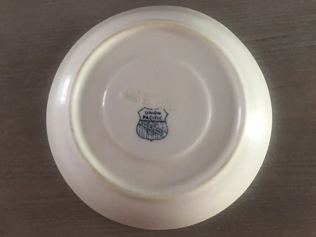 Scammell's Trenton China Harriman Blue Union Pacific Overland Saucer 3