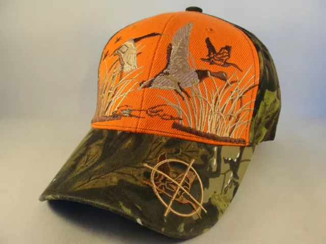 Geese Adjustable Strap Hat Hunting Cap Orange Camo