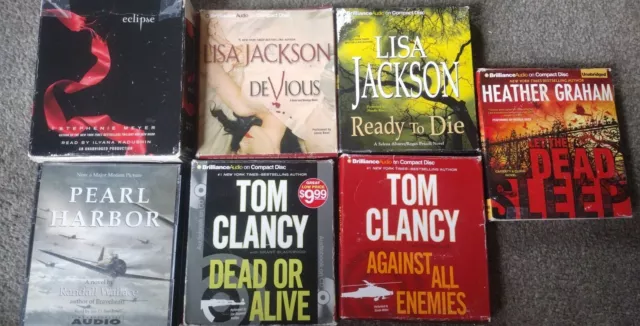 Lot of 6- Audio Books CD - Suspense/Drama Clancy, Lisa Jackson, Eclipse,Graham