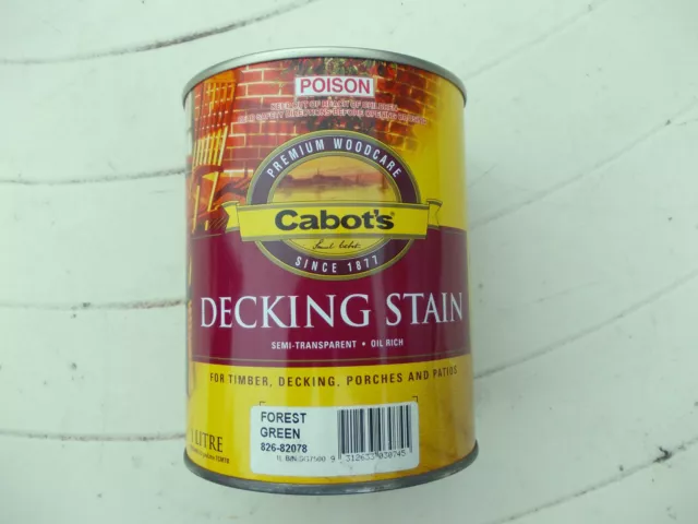 CABOTS  DECKING STAIN  1 litre cans  4 colours PICK UP ONLY