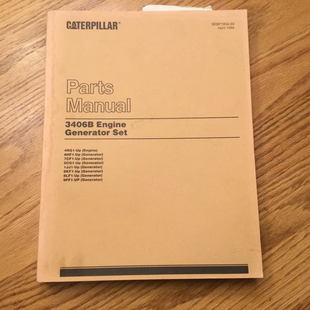 CAT CATERPILLAR 3406B PARTS MANUAL BOOK CATALOG ENGINE GENERATOR GENSET