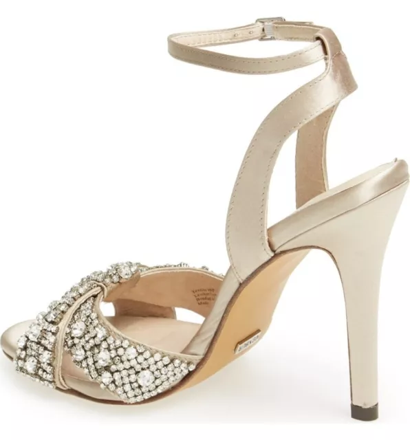 Menbur Rhinestone Satin Champagne Sandals N2565* Size 39 EUR 2