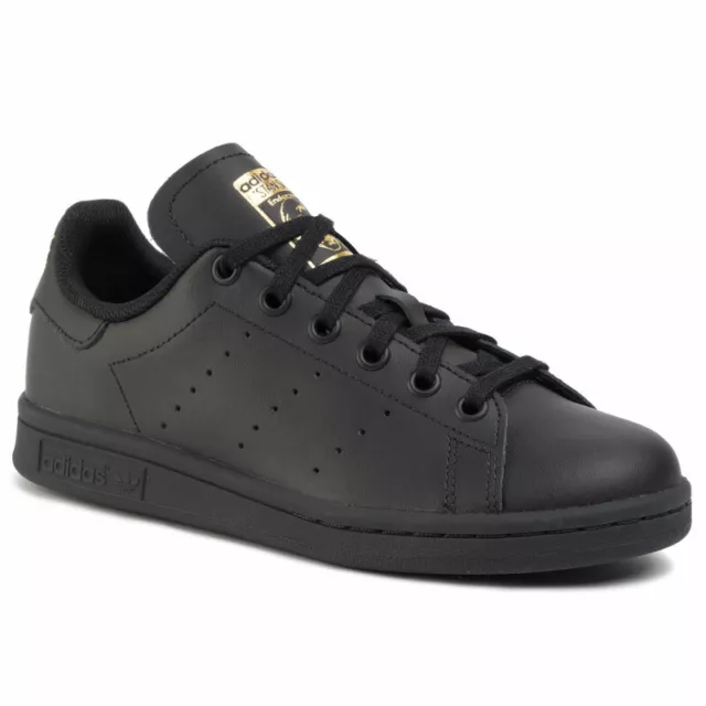 Adidas Stan Smith Junior Boys Girls Trainers Shoes Black Size Uk 4.5 Eu 37 1/3