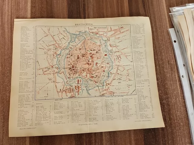 +BRAUNSCHWEIG+ Stadtplan mit Register von 1888/Original