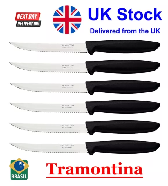 6 Pieces Black Tramontina Serrated Ultimate Steak Knives NEXT DAY DELIVERY