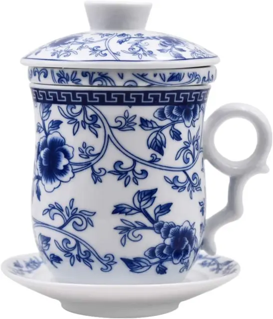 Chinese Porcelain Tea Mug-4 PCS Kit Jingdezhen Handmade Ceramic Kung Fu Tea Cup
