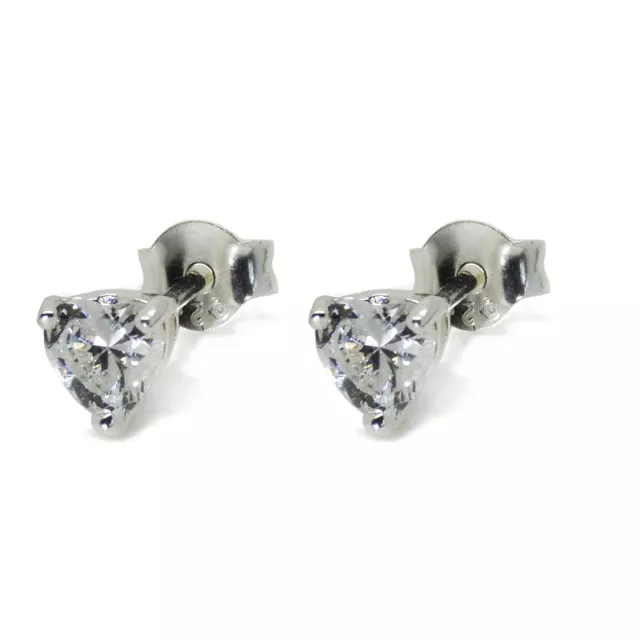 925 Sterling Silver 5mm Cubic Zirconia Heart Stud Earrings Valentines Gift