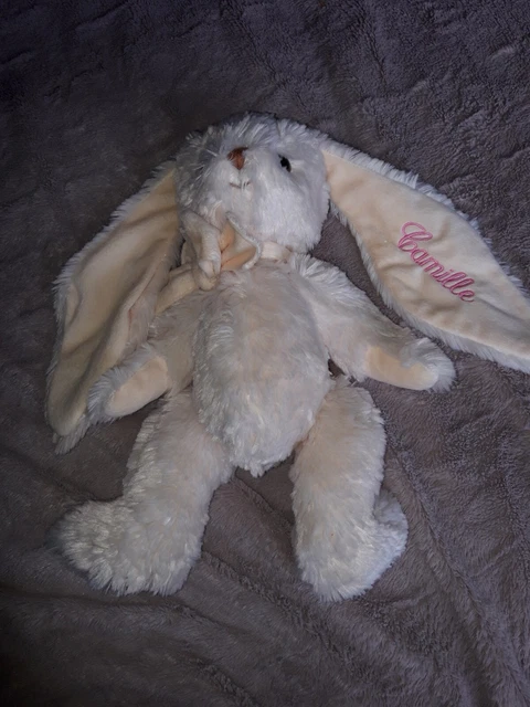 Peluche doudou lapin écru  longues oreilles 40cm Bukowski Ttbe brodé Camille 2