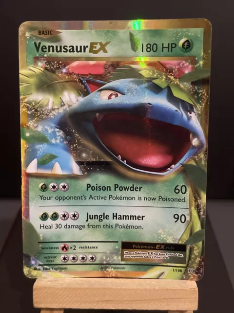 Pokemon Card Venusaur EX 1/108 Half Art XY Evolutions Rare Light Play