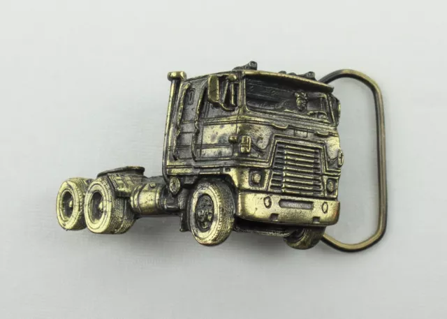 Vintage 80's 1981 Cut-Out Semi Truck Great American Belt Buckle Made In USA