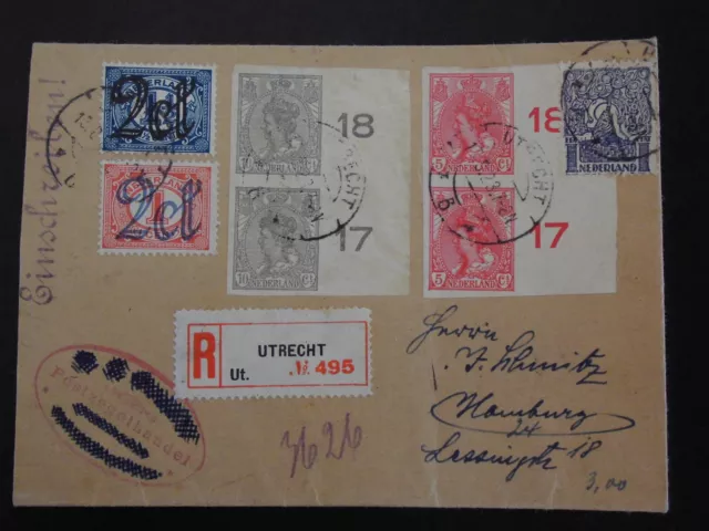 Rare pays bas cover 1923 for Hambourg timbres Non dentelés Imperf Nederland