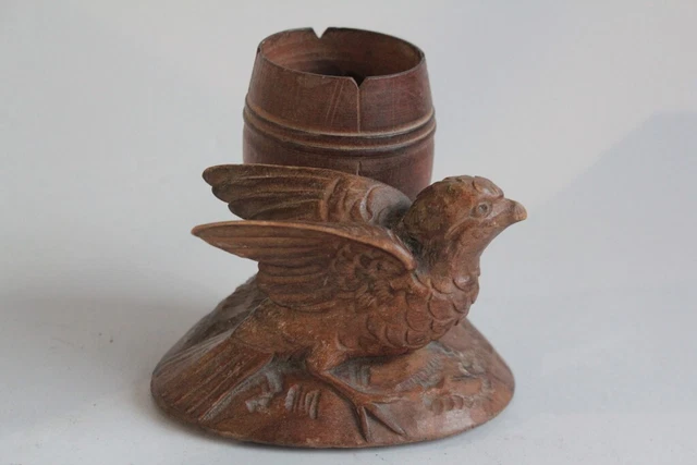 Porte-boîte D'allumettes Ancien En Bois - Forme De Chat - Art Populaire - Occasion
