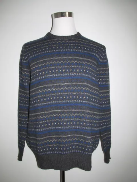 Eddie Bauer Mens Size L Nordic Fairisle Print Wool Blend Crewneck Sweater