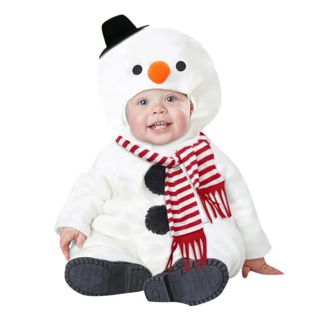 Felpa con cappuccio in pile neonato bambino bambine Natale costume cosplay pupazzo di neve neonato bambine
