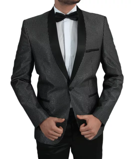 Chaqueta Slim Fit en Negro Puntos Plateados - Traje-Boda-Escenario-Chaqueta