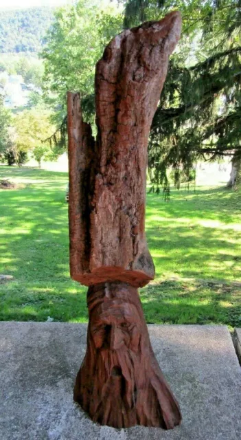 Vintage Natural Wood Hand Carved Tree Art- Druid- Ent- Spirt- Signed Ross 2009