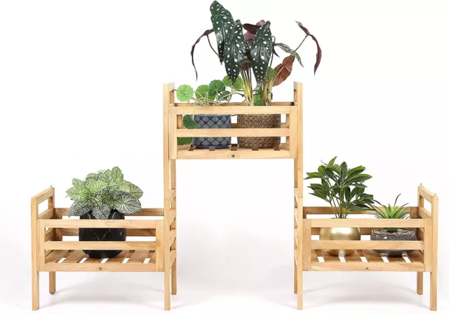 3 Tier Wooden Plant Stand Shelf Garden Pot Flower Rack Indoor Outdoor Holder