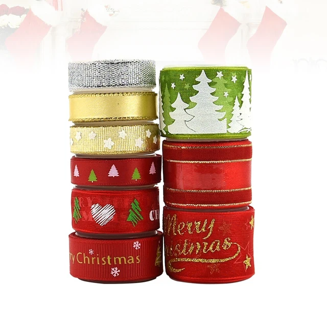 3 Sets Bänder Weihnachten Band Wired Frohe Weihnachten Band 10