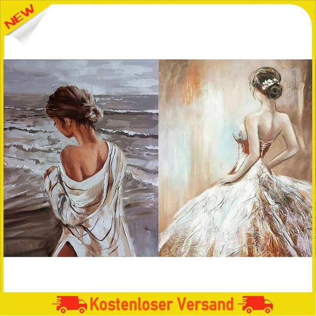 Frameless Oil Paint By Numbers DIY Girl Back Picture Craft Kit for Living Room