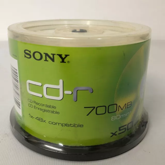 New Sealed Pack Of 50 Sony CD-R 700mb 80min Blank Disc's On Spindle