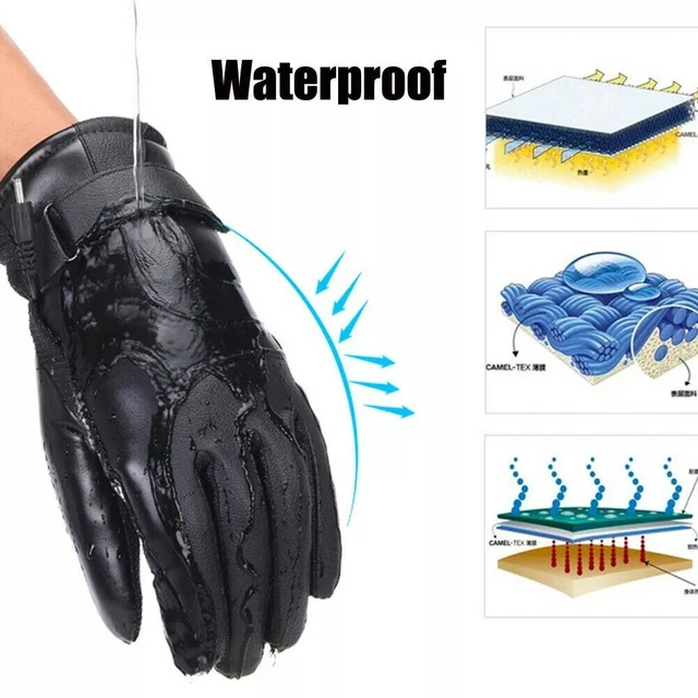 Gants Chauffants Electrique d'Hiver Coupe-Vent avec Fonctionnement du Tactile 2