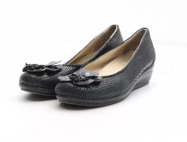 Lunar Womens Black Geometric Synthetic Slip On Casual UK EU - Flower Detail