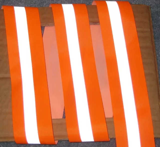 SILVER Orange REFLECTIVE TAPE sew on material 1 yardX2"