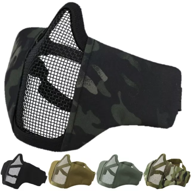 Tactical Recon Face Mask Protective Steel Grid Mesh Guard Paintballing Airsoft